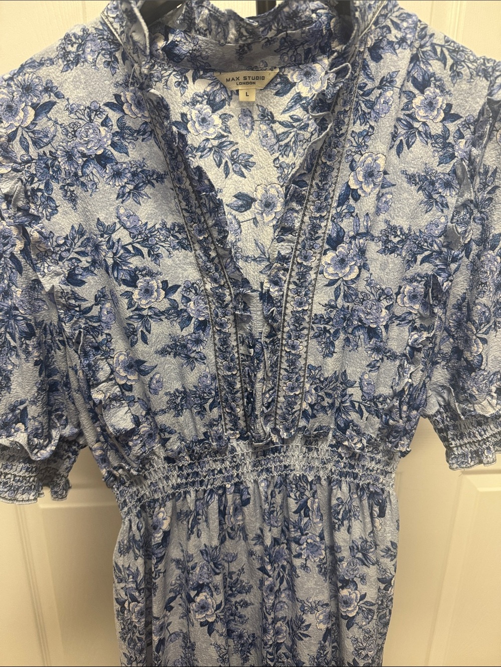 Max Studio Blue Floral Tiered Maxi Dress - Picture 3 of 4